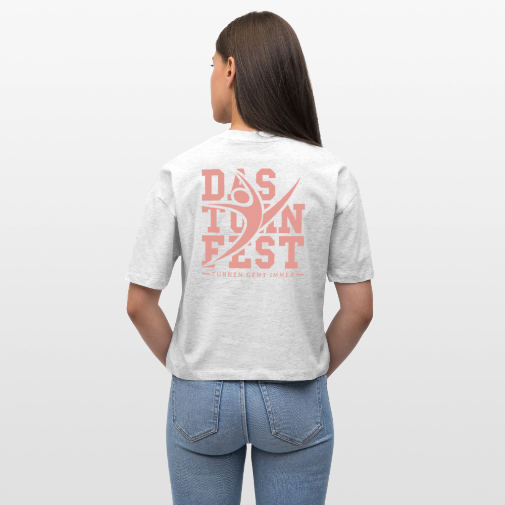Das Turnfest 2025 (pinker Druck) - Cropped T-Shirt - Weiß meliert