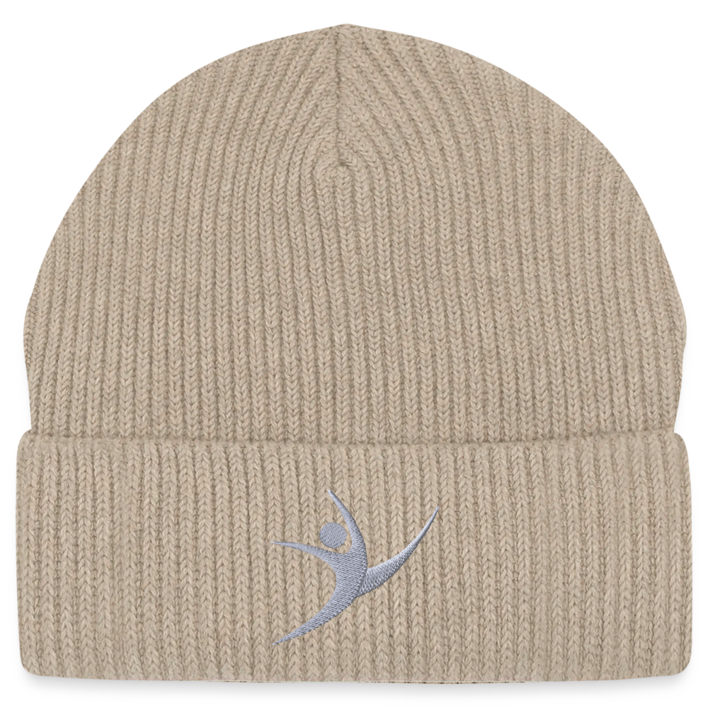 Turnfestfigur - Unisex Bio Beanie - Sand meliert