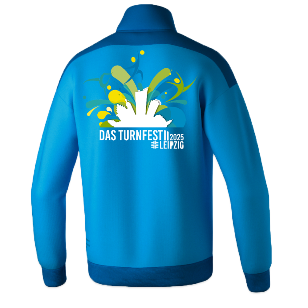 ERIMA Zip Jacke Kinder - Turnfest Edition - Curacaoblau/Azurblau/Weiß