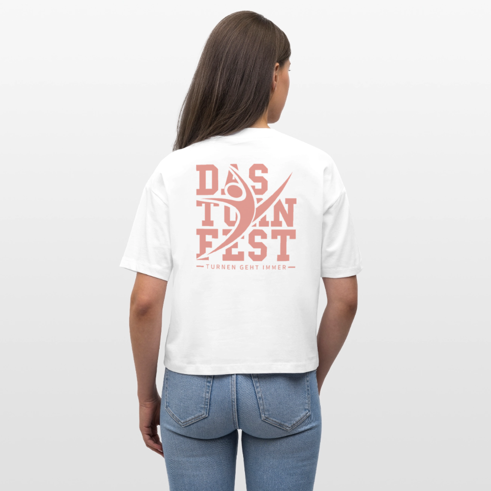 Das Turnfest 2025 (pinker Druck) - Cropped T-Shirt - Weiß
