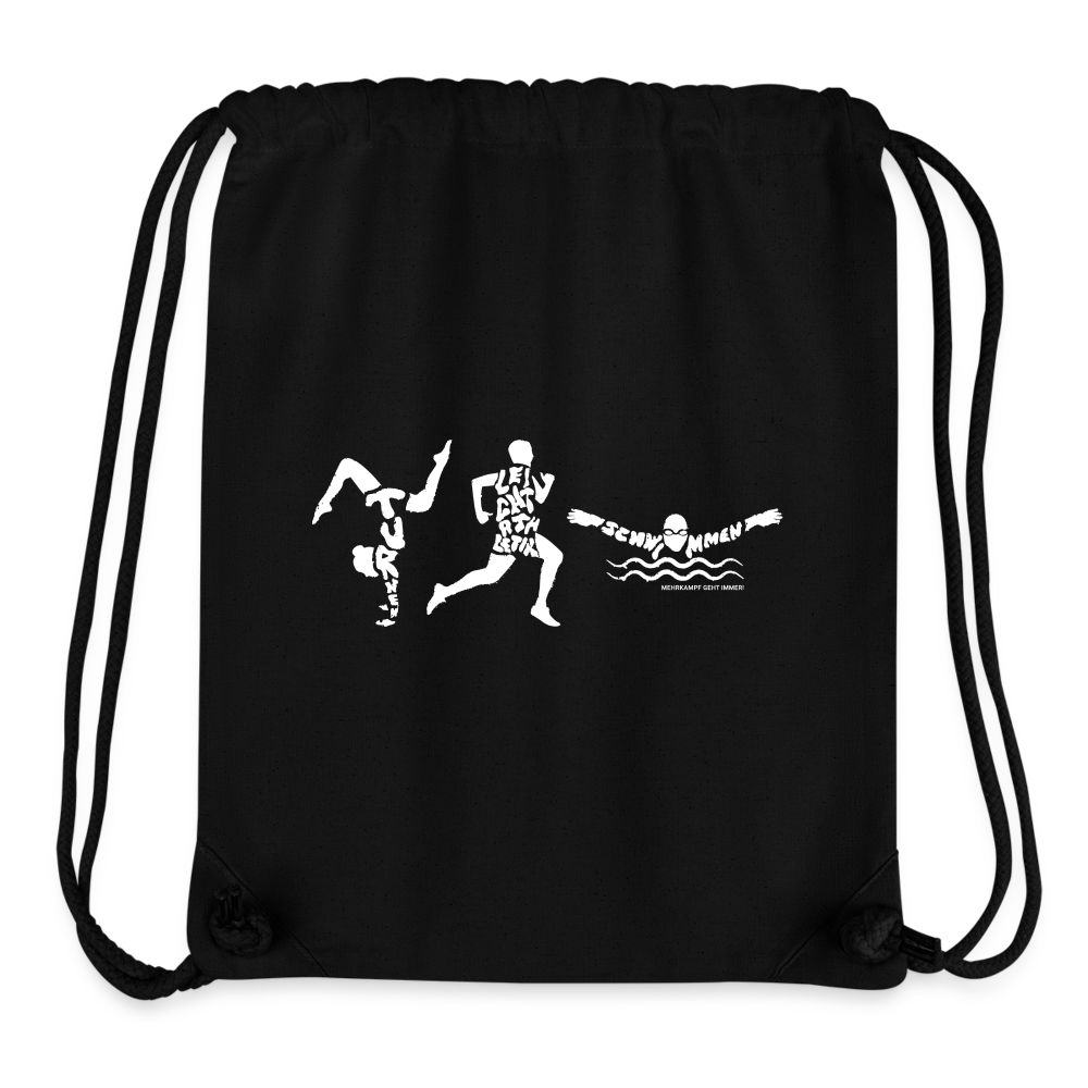 Mehrkampf - recycelter Gym Bag - Schwarz