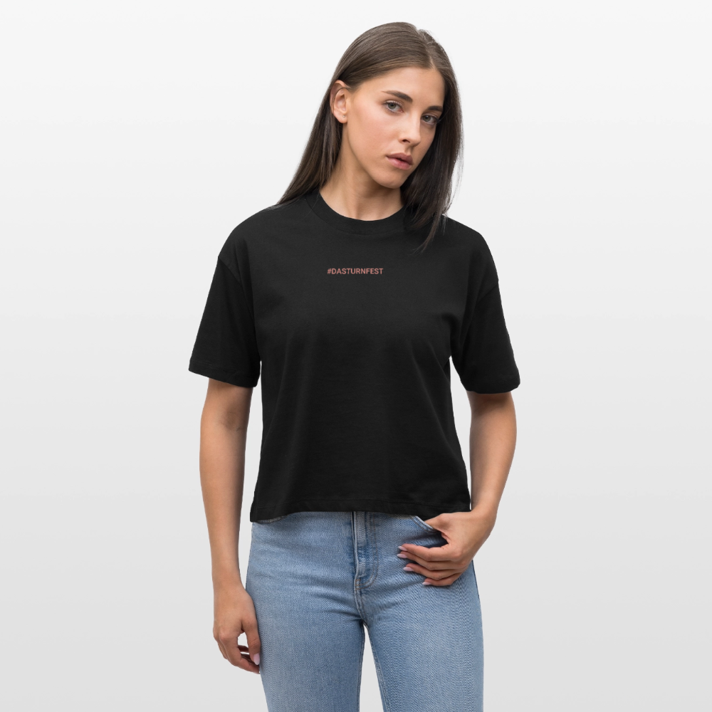Das Turnfest 2025 (pinker Druck) - Cropped T-Shirt - Schwarz