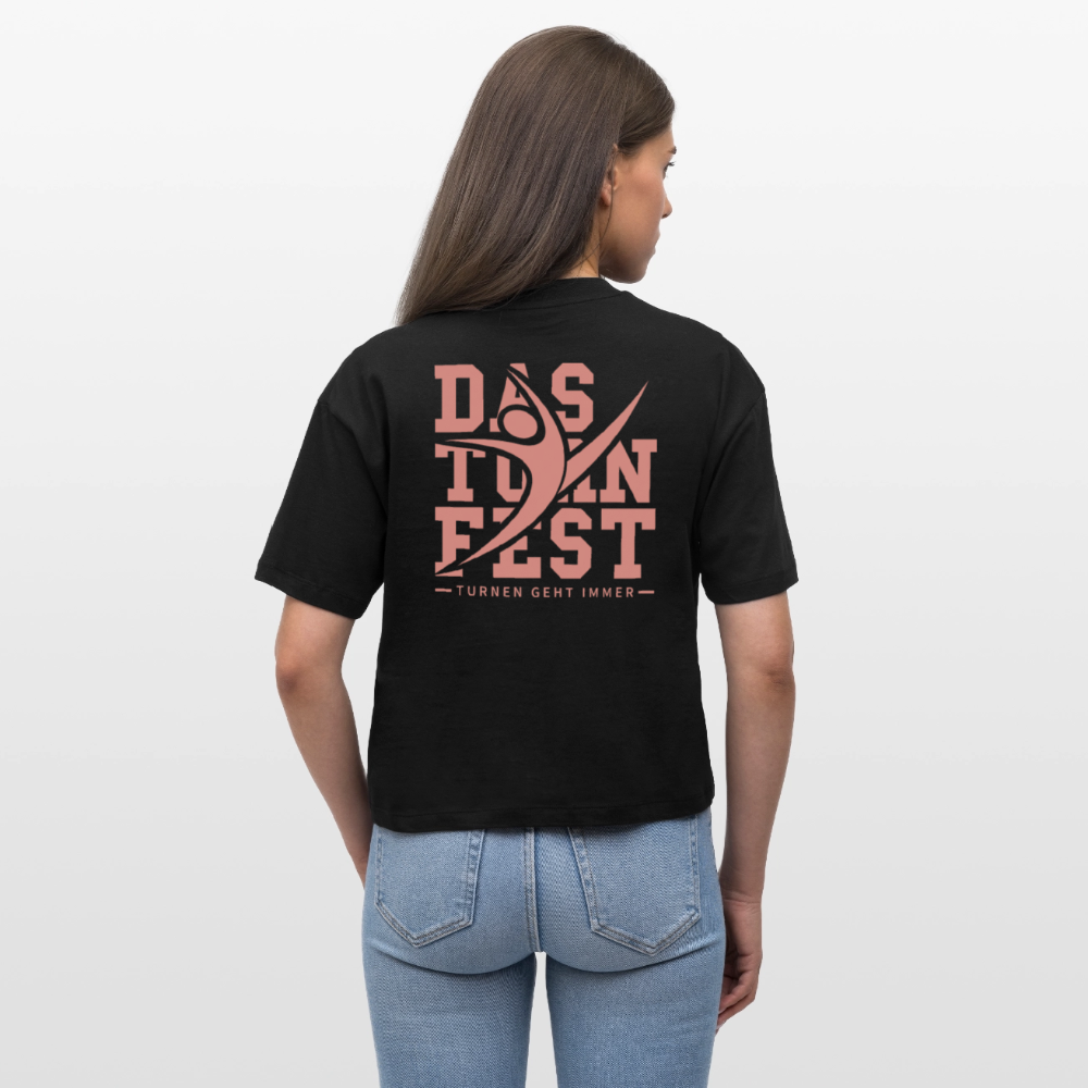 Das Turnfest 2025 (pinker Druck) - Cropped T-Shirt - Schwarz
