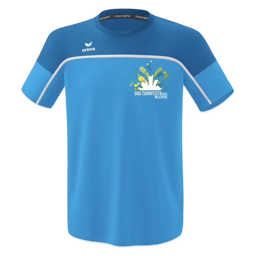 ERIMA T-Shirt Herren - Turnfest Edition - Curacaoblau/Azurblau/Weiß