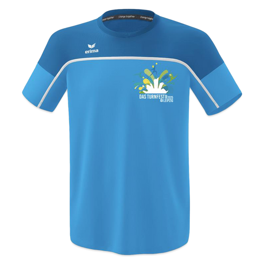 ERIMA T-Shirt Herren - Turnfest Edition - Curacaoblau/Azurblau/Weiß