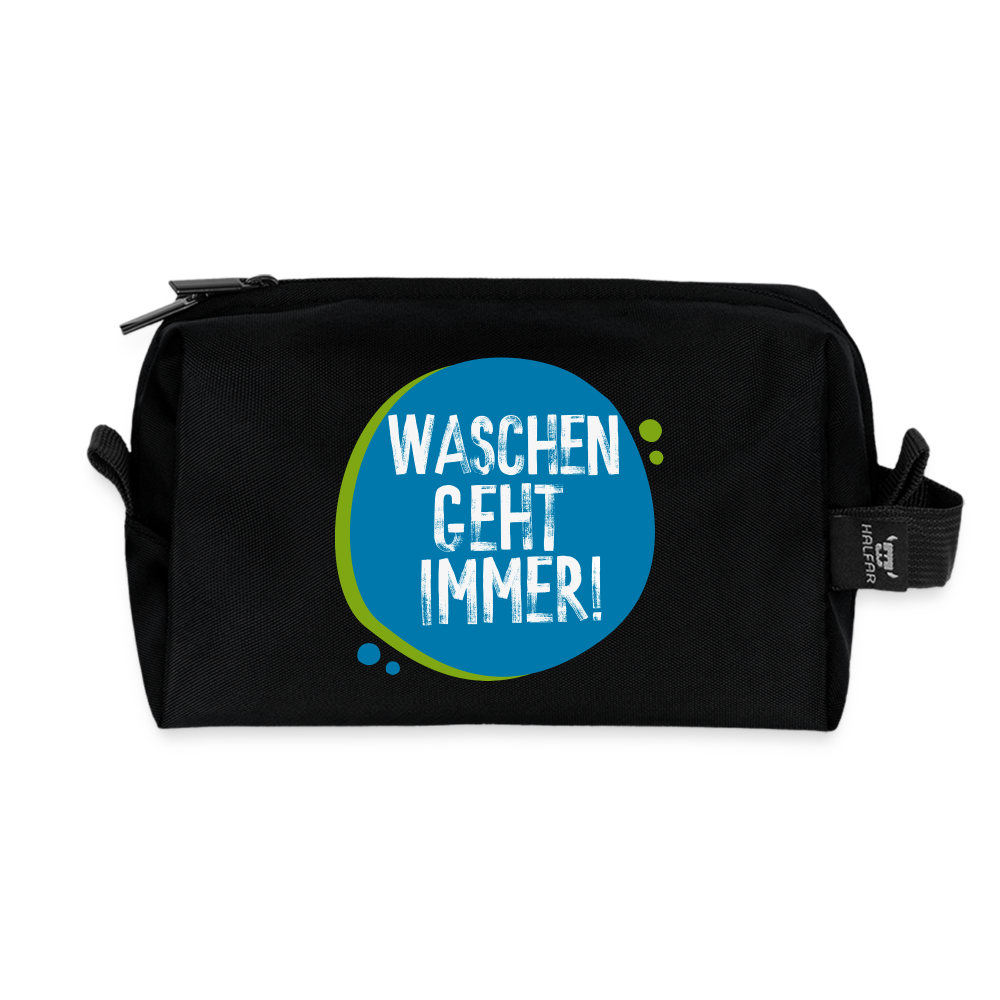 Waschen geht immer! - Recycelte Kulturtasche - Schwarz