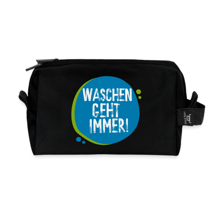 Waschen geht immer! - Recycelte Kulturtasche - Schwarz