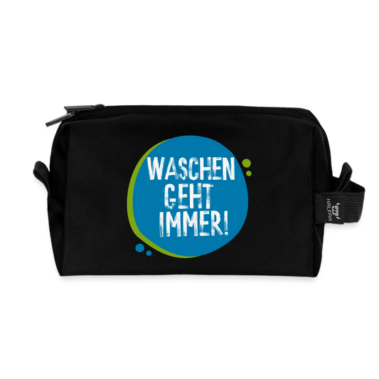 Waschen geht immer! - Recycelte Kulturtasche - Schwarz