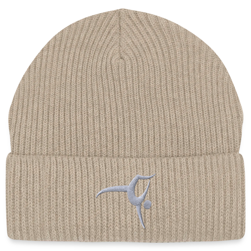 Turnfestfigur - Unisex Bio Beanie - Sand meliert