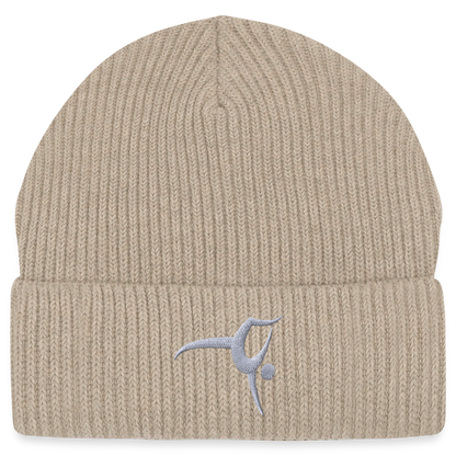 Turnfestfigur - Unisex Bio Beanie - Sand meliert