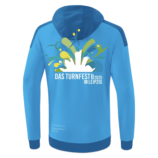 ERIMA Hoodie Kinder - Turnfest Edition - Curacaoblau/Azurblau/Weiß
