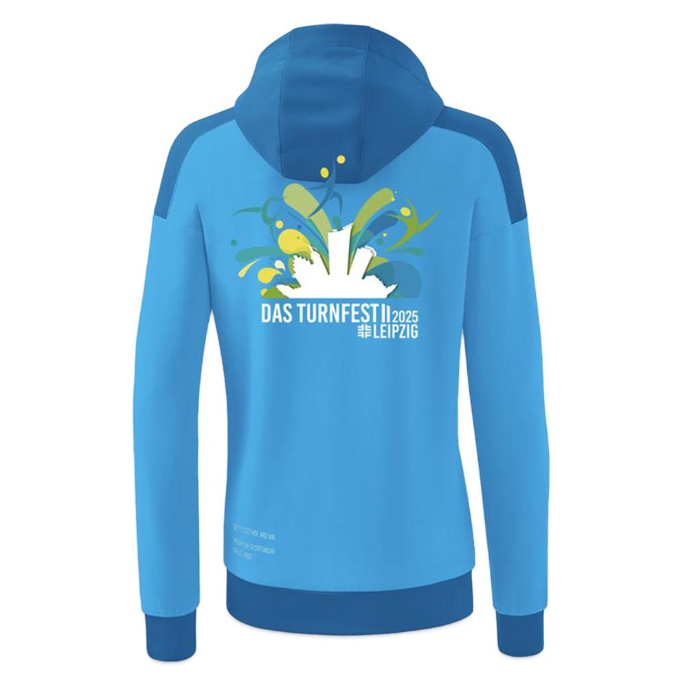 ERIMA Hoodie Damen - Turnfest Edition - Curacaoblau/Azurblau/Weiß