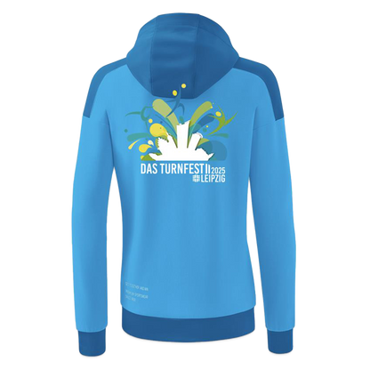 ERIMA Hoodie Damen - Turnfest Edition - Curacaoblau/Azurblau/Weiß