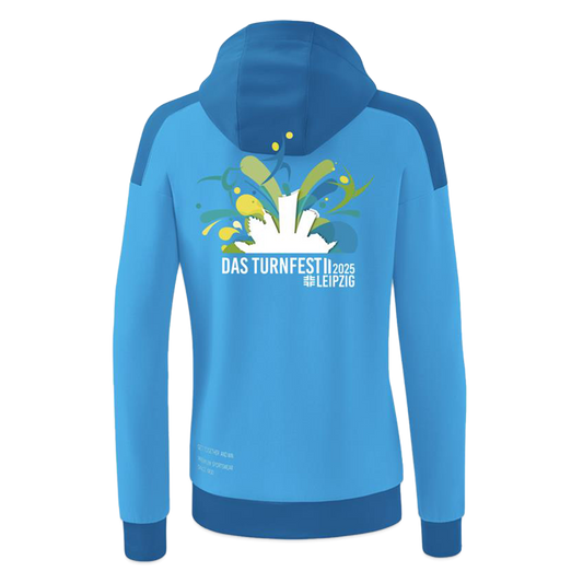 ERIMA Hoodie Damen - Turnfest Edition - Curacaoblau/Azurblau/Weiß